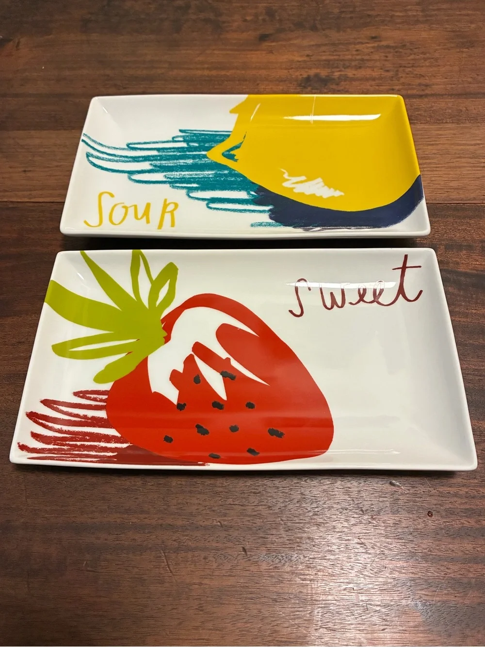 Crate & Barrel Crave Appetizer Plates Set of 4 Sweet, Sour, Salty & Spicy